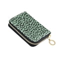 thumbnail image 1 of PU Leather Zipper Card Case Credit Card Holder Small Wallets Mint Green Leopard Print, 1 of 7