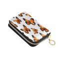 thumbnail image 1 of PU Leather Zipper Card Case Credit Card Holder Small Wallets Orange-black Butterfly, 1 of 7