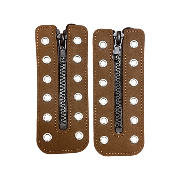 PU Leather Zippered Shoelace Inserts Waterproof Leather Zippered Shoelace Easy Installation for Hiking Boot Enhancement