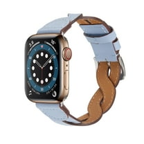 PU Leather band Compatible with Apple Watch Band Bracelet 42mm/44mm/45mm/46mm/49mm Women, Boho Braided Jasper Stone Watch Strap for iWatch Band Series Ultra 2/1 SE Series 10 9 8 7 6 5 4 3 2 1,Blue