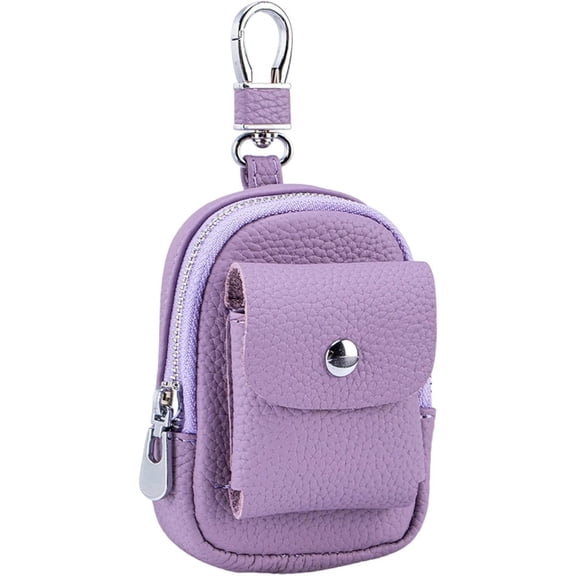 PU Mini Backpack Keychain, Cute Travel Coin Purse & Makeup Bag with Clip, PU Leather Organizer Zipper Pouch
