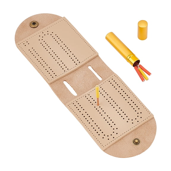 PU Outdoor Cribbage Card Game Scoreboard Playing Card Game Scoring Board with Pegs Dark Goldenrod 124.5x84.5x34mm for making