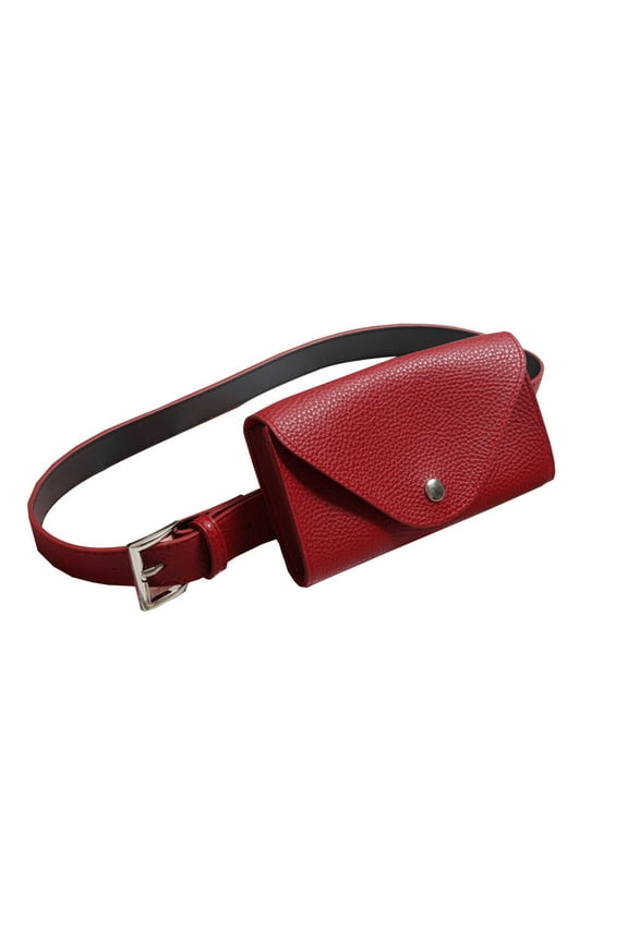 PU Red Mini Belt Phone Bag Envelope Waist Pack for Women Small Belt Phone Purse