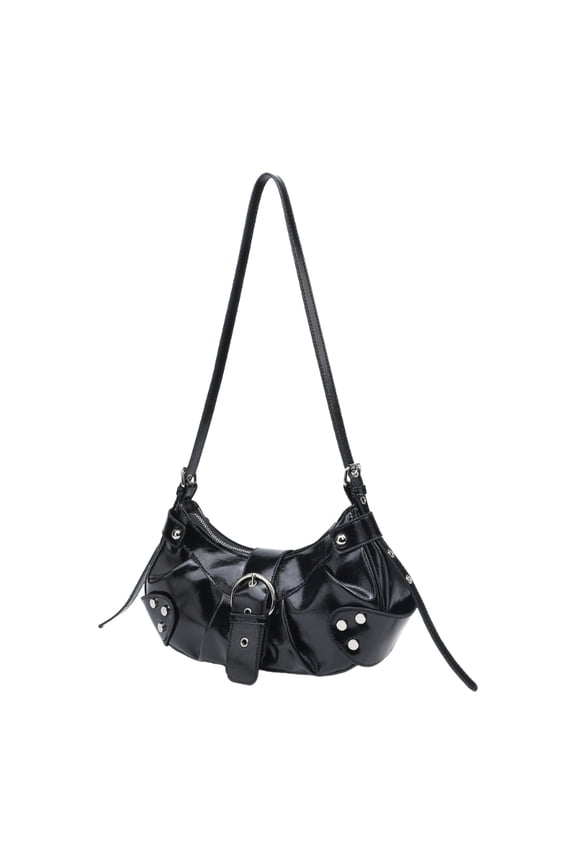 PU Rivets Studded Satchel Purse for Women Adjustable Strap Shoulder Bag