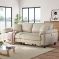 thumbnail image 1 of 83" Couch Premium PU Leather Sofa, Comfy Extra Deep Seat 3 Seater Couch for Living Room, Oversized Loveseat with 2 Pillows, Beige, 1 of 10