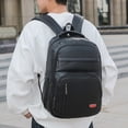 thumbnail image 1 of PU Soft Leather Backpack Large Capacity Men,Black With Red Mark, 1 of 2