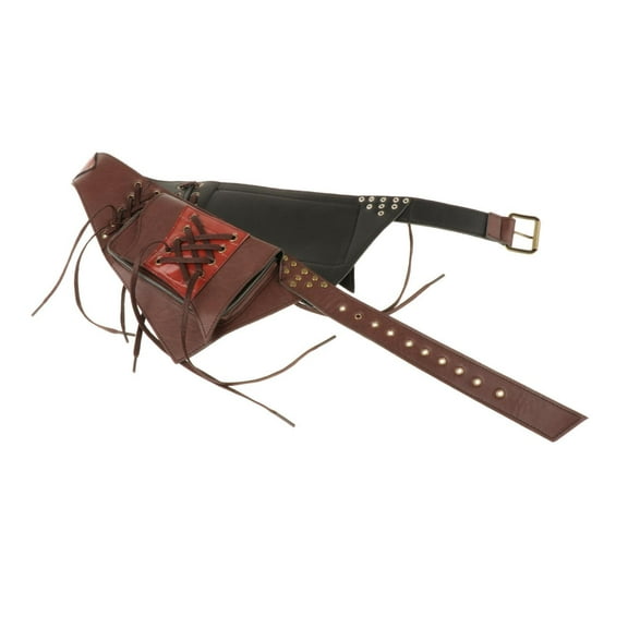 PU Steampunk Waist Bag Utility Belt Adjustable Waist Bags Casual Nylon Waist Bag Brown