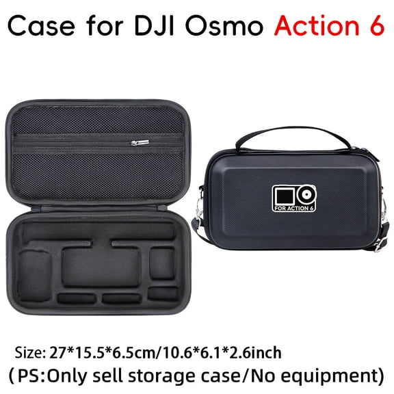 PU Storage Case for DJI Osmo Action 6 Action Camera Hard Shell Travel Carrying Case Adjustable Shoulder Strap Protective Bag