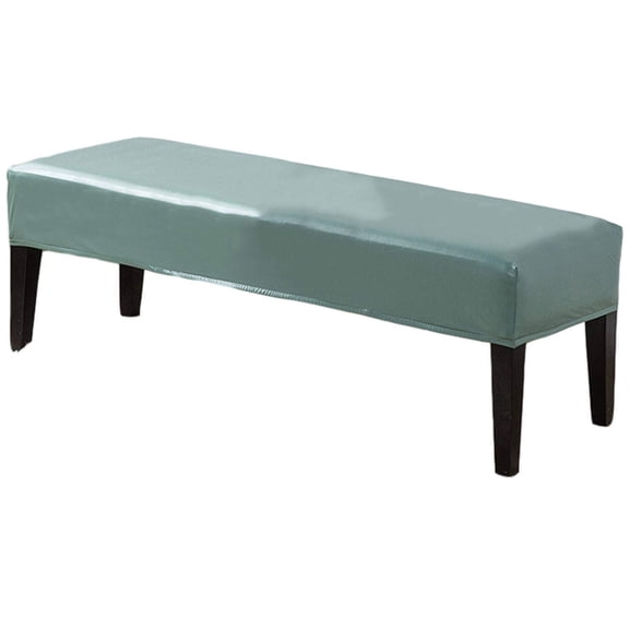 PU Upholstered Bench Slipcover, Stretch Dining Room Bench Covers Elastic Bench Seat Protector Waterproof Dining Bench Cover for Living Room-Black-Large