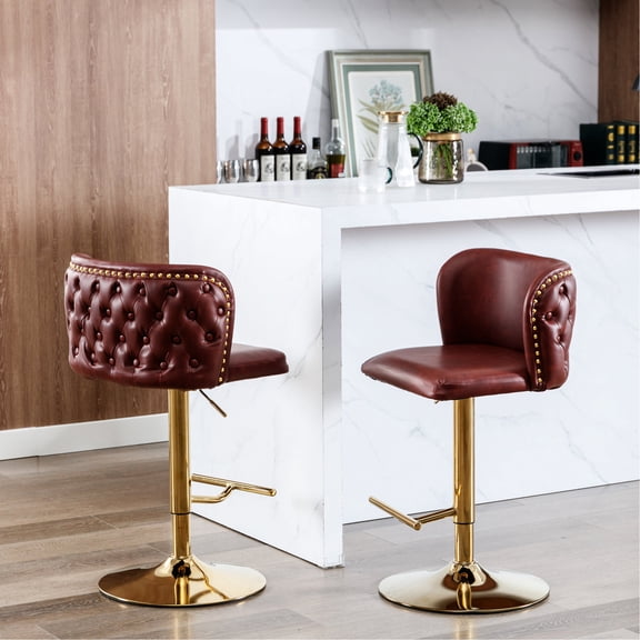 Tufted Back Seats | Adjustable Height | Kitchen Island and Home Bar + Back Support and Personalized Height
