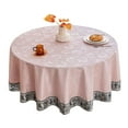 thumbnail image 1 of PU Waterproof Round Tablecloth Wipeable For Dining Room Living Room Kitchen,Oil-proof Wrinkle Free Jacquard-Pink G-280cm(110in), 1 of 8
