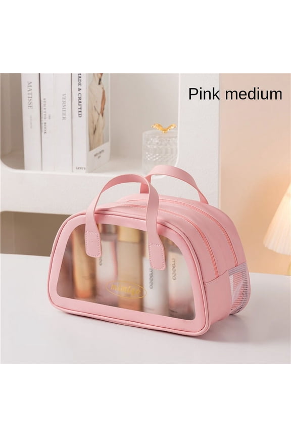 PU dry and wet separation toiletry bag Double-layer large capacity portable makeup bag Swimming fitness outdoor travel storage bag