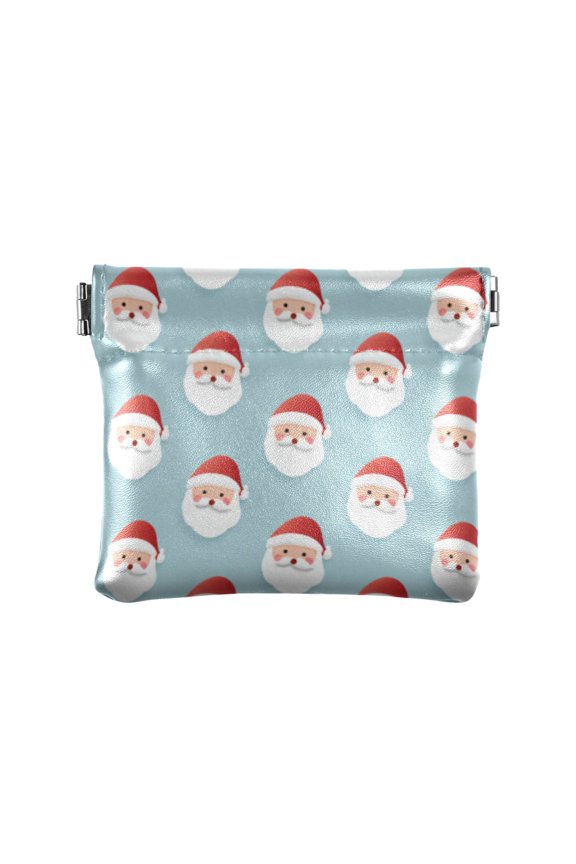 PU leather Coin Purses & Pouches Small Wallet Cartoon-style Santa Claus Faces