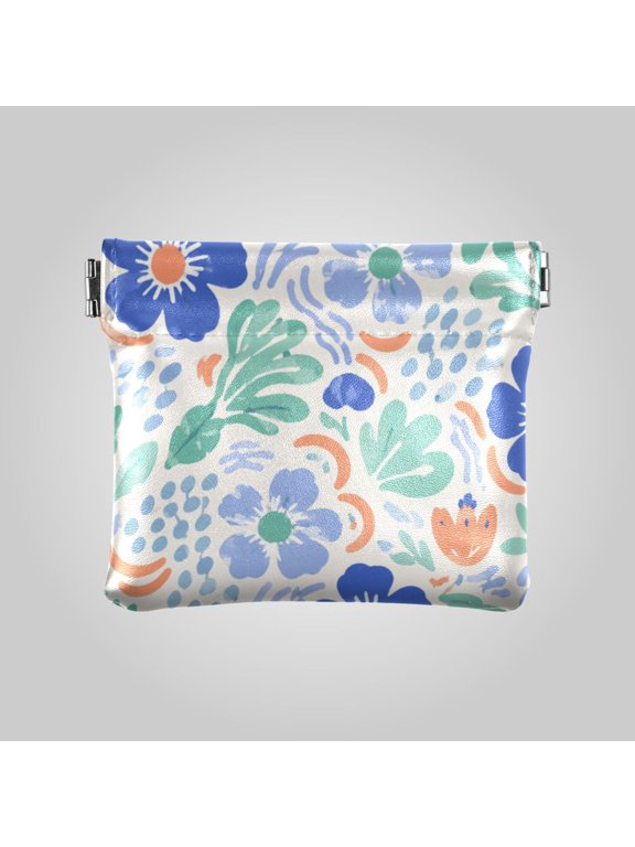 PU leather Coin Purses & Pouches Small Wallet Cheerful Floral Botanical Pattern