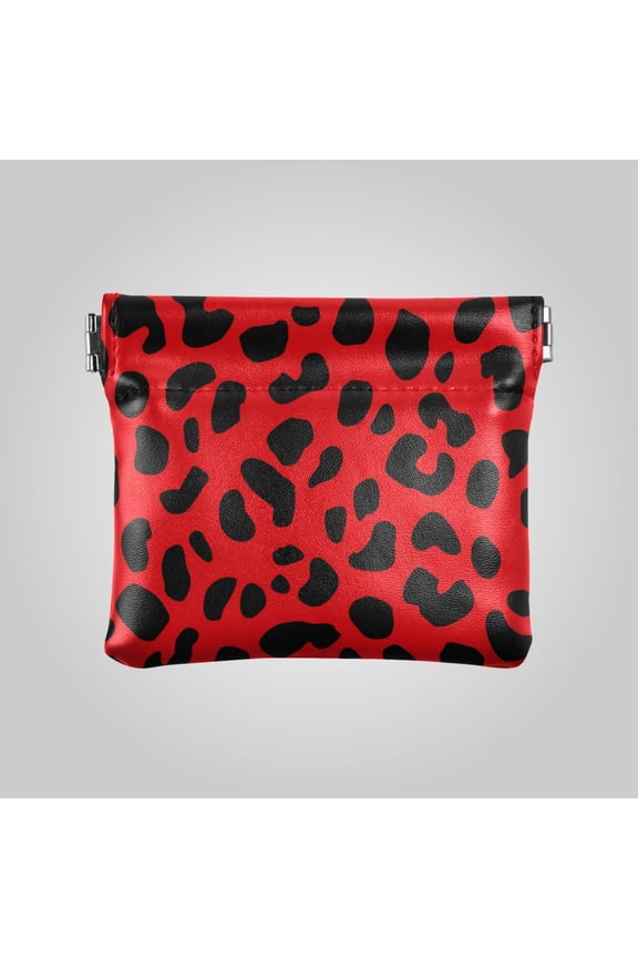 PU leather Coin Purses & Pouches Small Wallet Classic Red Black Cheetah Pattern