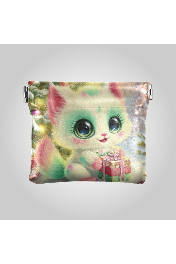PU leather Coin Purses & Pouches Small Wallet Colorful Cute Christmas Cat