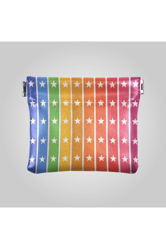 PU leather Coin Purses & Pouches Small Wallet Cute Colorful Stripe Star Print