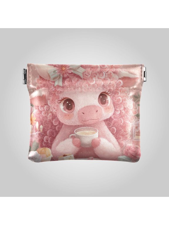 PU leather Coin Purses & Pouches Small Wallet Cute Little Pink Cow