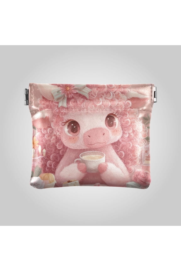 PU leather Coin Purses & Pouches Small Wallet Cute Little Pink Cow