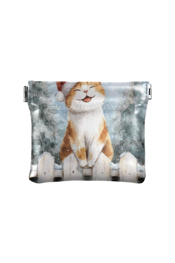 PU leather Coin Purses & Pouches Small Wallet Cute and Brown Happy Cat