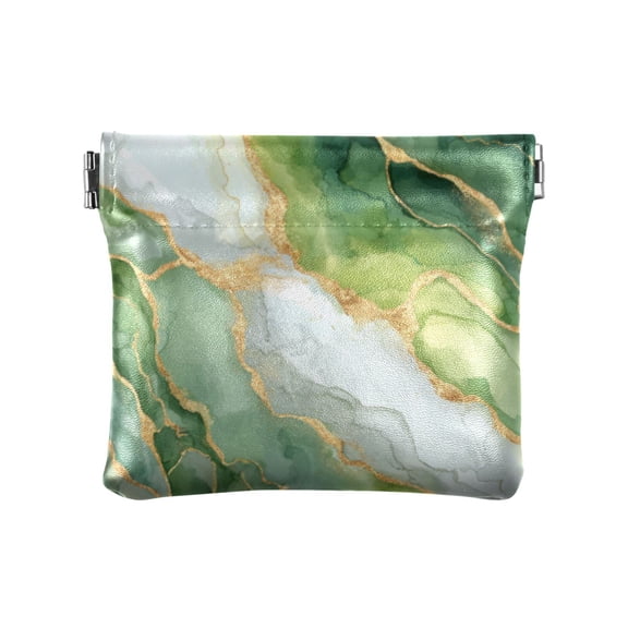 PU leather Coin Purses & Pouches Small Wallet Fresh Golden-green Marble