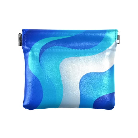 PU leather Coin Purses & Pouches Small Wallet Light Blue Flowing River