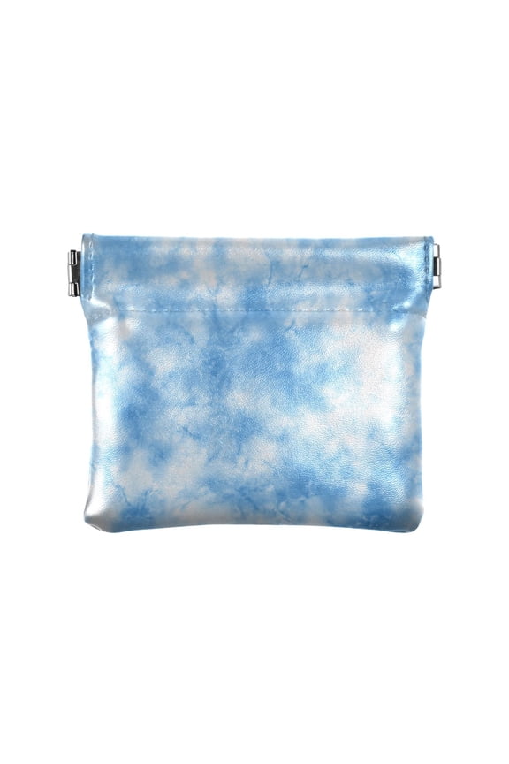 PU leather Coin Purses & Pouches Small Wallet Light Blue Tie-dye Pattern