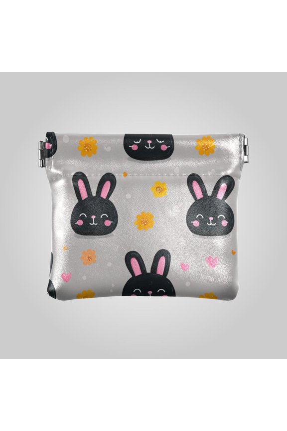 PU leather Coin Purses & Pouches Small Wallet Midnnight Buny Smile