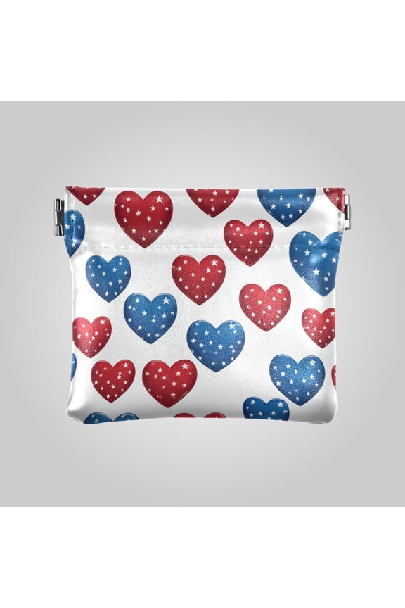 PU leather Coin Purses & Pouches Small Wallet Patriotic Star Hearts Print