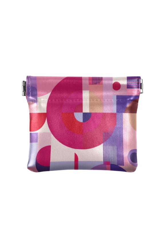 PU leather Coin Purses & Pouches Small Wallet Pink and Purple Record Pattern