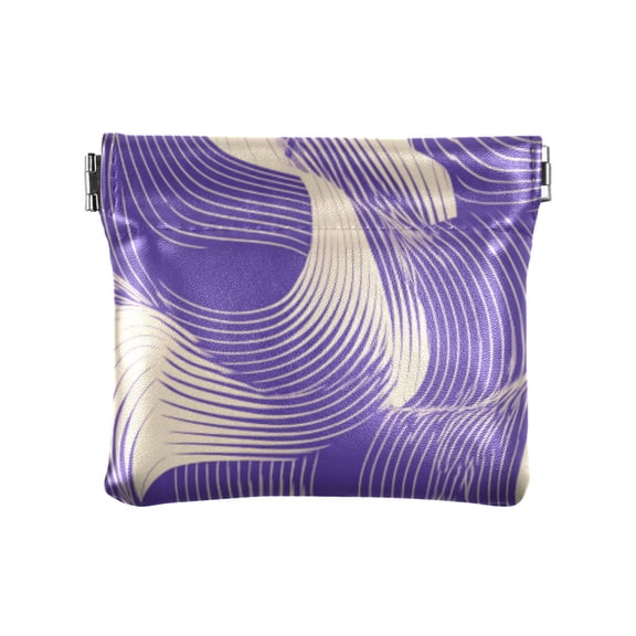 PU leather Coin Purses & Pouches Small Wallet Purple Chaotic Lines