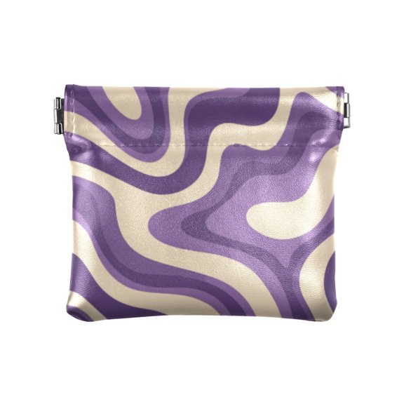 PU leather Coin Purses & Pouches Small Wallet Purple Creamy Pattern
