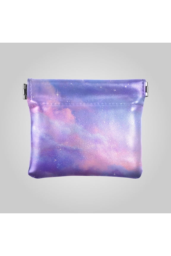 PU leather Coin Purses & Pouches Small Wallet Purple Pink Twilight Galaxy