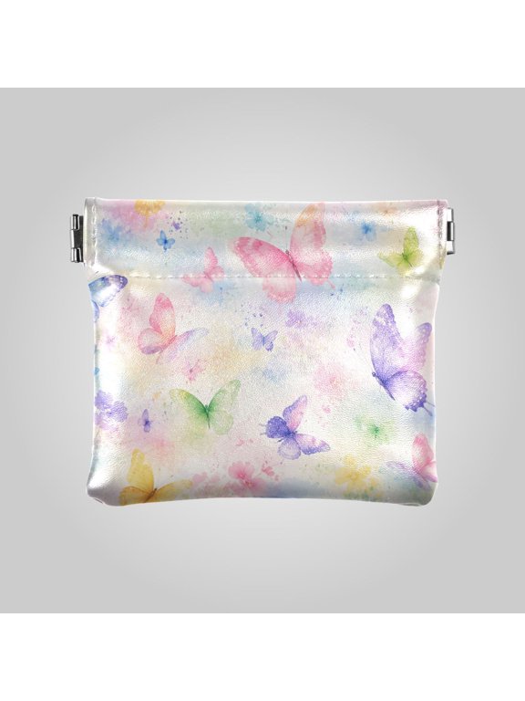 PU leather Coin Purses & Pouches Small Wallet Rainbow Butterfly Seamless Pattern