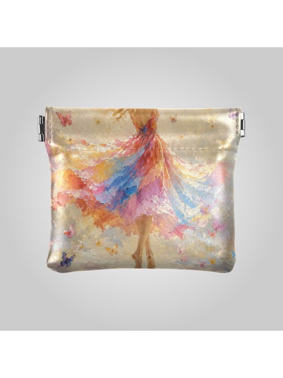 PU leather Coin Purses & Pouches Small Wallet Rainbow Dress Dancer Print