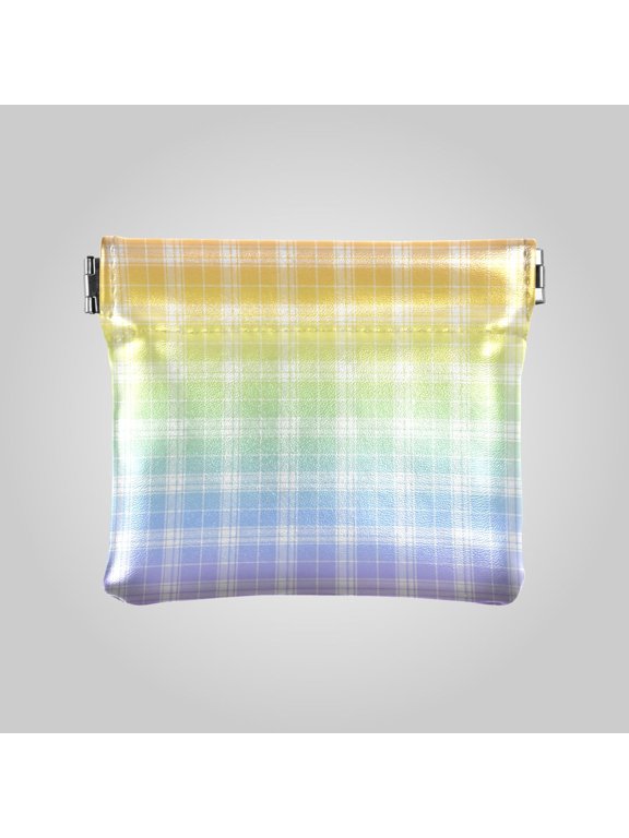 PU leather Coin Purses & Pouches Small Wallet Rainbow Ombre Plaid Design