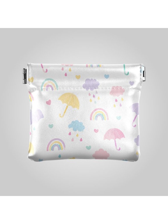 PU leather Coin Purses & Pouches Small Wallet Rainbow Umbrella Cloud Pattern