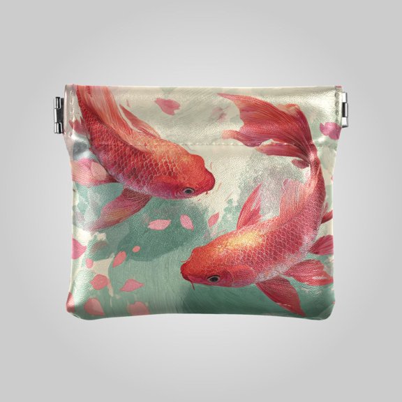 PU leather Coin Purses & Pouches Small Wallet Red Koi Harmony