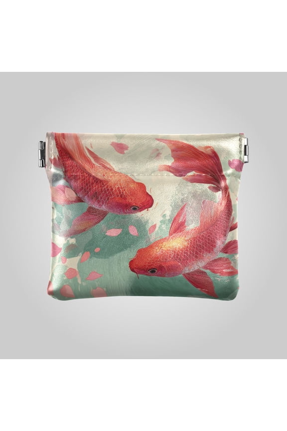 PU leather Coin Purses & Pouches Small Wallet Red Koi Harmony