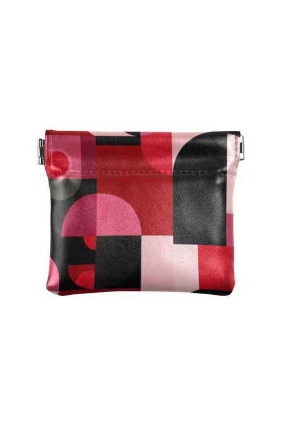 PU leather Coin Purses & Pouches Small Wallet Red and Black Record Pattern