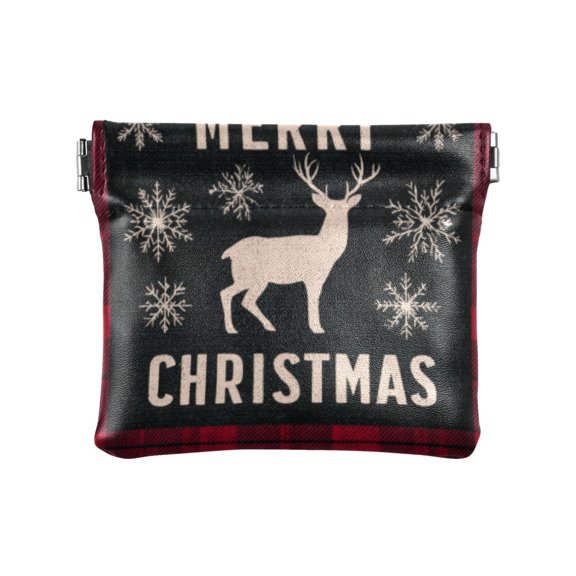 PU leather Coin Purses & Pouches Small Wallet Red and Black Shirt Pattern