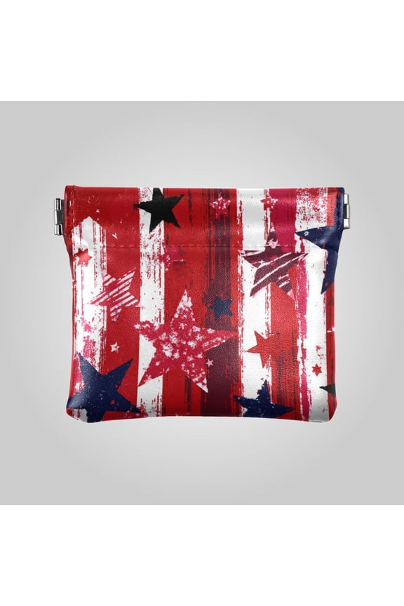 PU leather Coin Purses & Pouches Small Wallet Retro Distressed Star Stripe Print