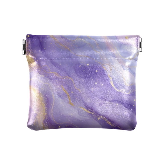 PU leather Coin Purses & Pouches Small Wallet Soft Purple Marble Vortex
