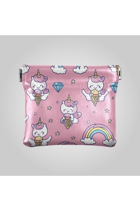 PU leather Coin Purses & Pouches Small Wallet Sweet Dreamy Unicorn Print