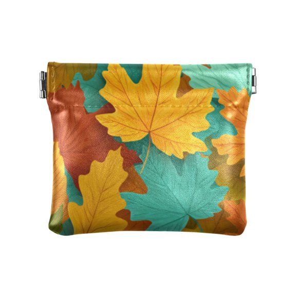 PU leather Coin Purses & Pouches Small Wallet Vibrant Maple Leaves Pattern