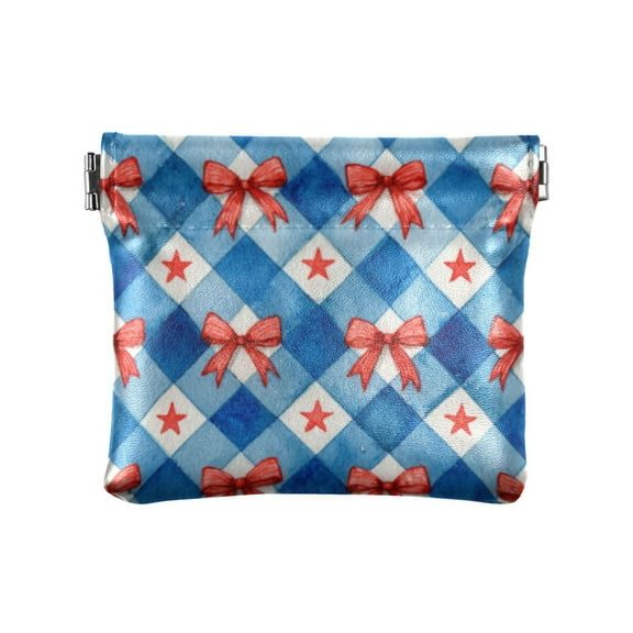 PU leather Coin Purses & Pouches Small Wallet Vibrant Red Bows Pattern