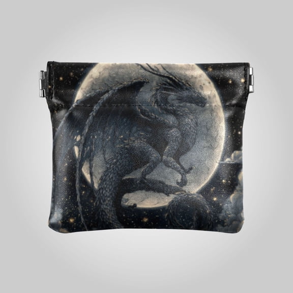 PU leather Coin Purses & Pouches - Wallets Card Cases with RFID Blocking - Slim Money Organizers for Daily Use Black Devil Dragon
