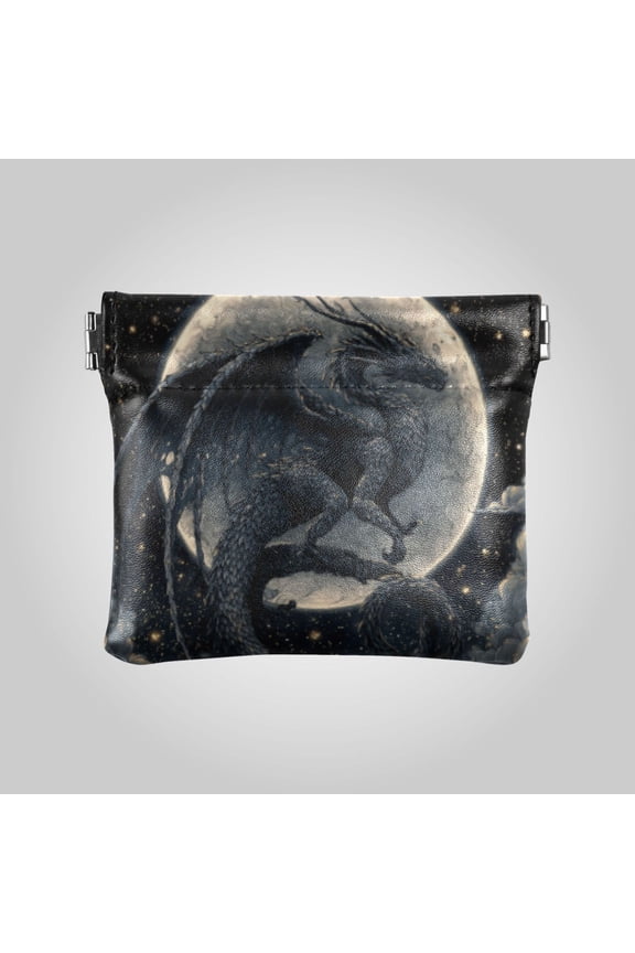 PU leather Coin Purses & Pouches - Wallets Card Cases with RFID Blocking - Slim Money Organizers for Daily Use Black Devil Dragon