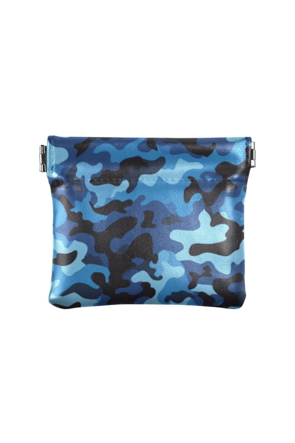 PU leather Coin Purses & Pouches - Wallets Card Cases with RFID Blocking - Slim Money Organizers for Daily Use Blue Army Camouflage