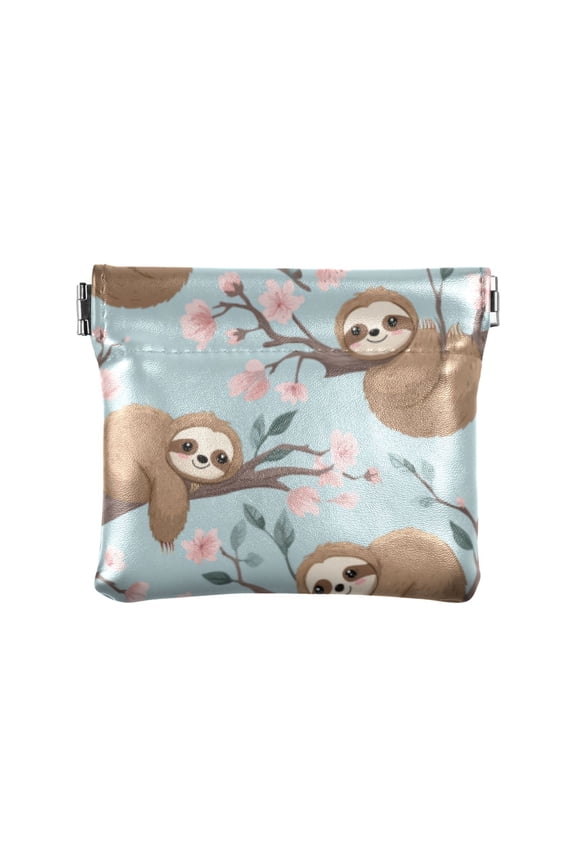 PU leather Coin Purses & Pouches - Wallets Card Cases with RFID Blocking - Slim Money Organizers for Daily Use Cute Cartoon Sloth